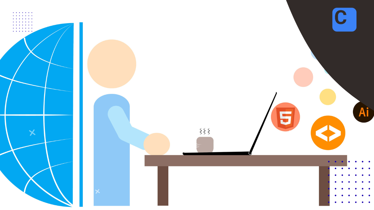 Website development and modern web technologies illustration